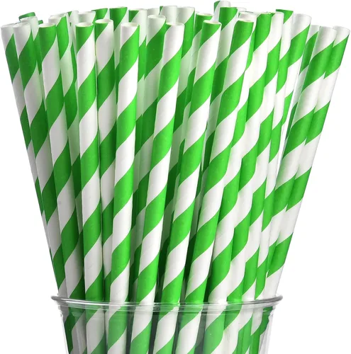 Miniatura 10 de ALINK 100 pajitas rojas, pajitas de papel biodegradables rojas y blancas a rayas para fiestas, eventos, manualidades, suministros de decoración