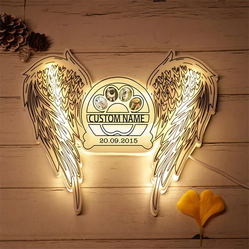 Miniatura 11 de Lámpara de fotos personalizada con 5 imágenes, luz LED para dormitorio, noche 3D, Navidad, cumpleaños, hueso, 8 pulgadas