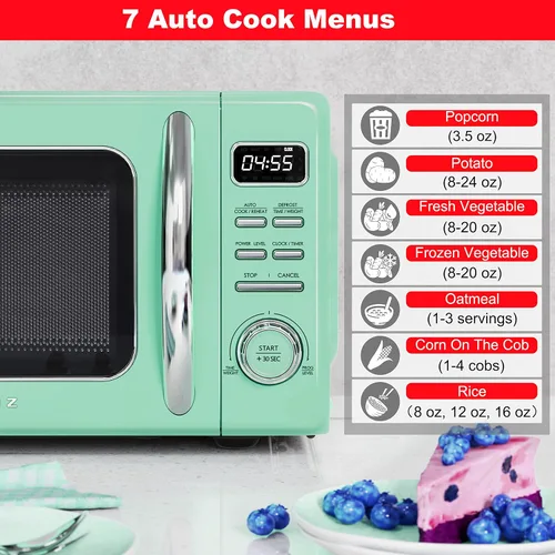 Miniatura 4 de Galanz - Horno microondas retro GLCMKZ09GNR09, funciones de cocción y recalentamiento automáticos, descongelación e inicio rápido, fácil limpieza