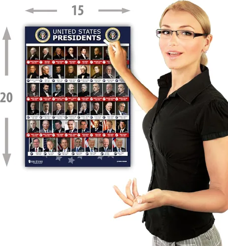 Miniatura 2 de Young N Refined Póster de Todos los Presidentes de Estados Unidos de América (15 x 20 pulgadas) FOTOS EN COLOR LAMINADO Decoración escolar