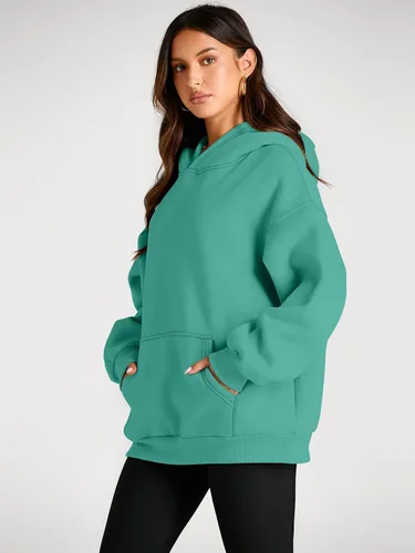 Miniatura 205 de Trendy Queen - Sudaderas extragrandes con capucha para mujer, suéteres de manga larga, sin botones, de vellón, de otoño, ropa de invierno