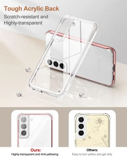 Miniatura 4 de SURITCH Funda transparente para Samsung Galaxy S22+ Plus de 6.6 pulgadas (solo protector de pantalla), [protector de pantalla integrado] carcasa oro
