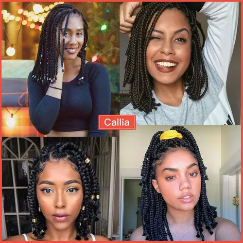Miniatura 7 de Callia Cabello trenzado preestirado de 14 pulgadas, 8 paquetes de cabello sintético preestirado profesional ombré, libre de picazón, extensiones