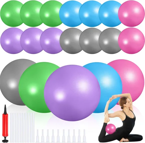 Miniatura 12 de Sotiff 20 pelotas pequeñas de ejercicio de pilates de 9 pulgadas, mini pelotas de barra de yoga para estabilidad, fitness, terapia física