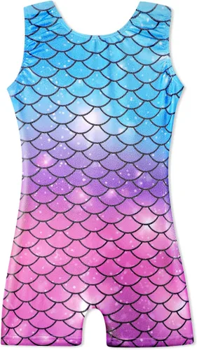 HOZIY Leotardos de gimnasia con pantalones cortos para niñas y niños pequeños, trajes de ciclista con estampado de unicornio brillante, leopardo,
