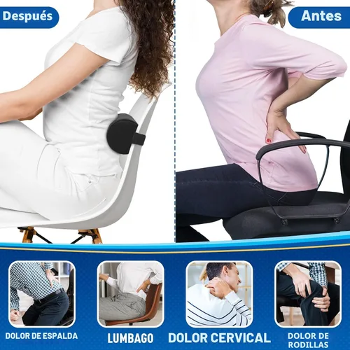 Miniatura 5 de CushZone Almohada lumbar de apoyo en rollo para silla de oficina, automóvil, silla gaming, cojín de respaldo de espuma con memoria con funda lavable