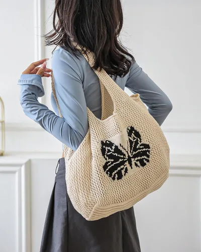 Miniatura 12 de Bolsas de ganchillo para mujer, bolsa de mano de playa de verano, bolsa de hombro de gran capacidad, bolsa de hobo estética, bolsa de punto, bolsa