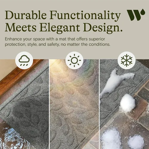 Miniatura 6 de Bungalow Flooring Waterhog - Tapete para puerta, 2 x 3 pies, fabricado en Estados Unidos, duradero y decorativo, antideslizante, interior y Gris
