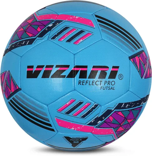 Vizari Reflect Pro - Balón de fútbol sala para interiores de alta calidad, tamaño 4, película de cubierta de TPU brillante cosida a mano, perfecta
