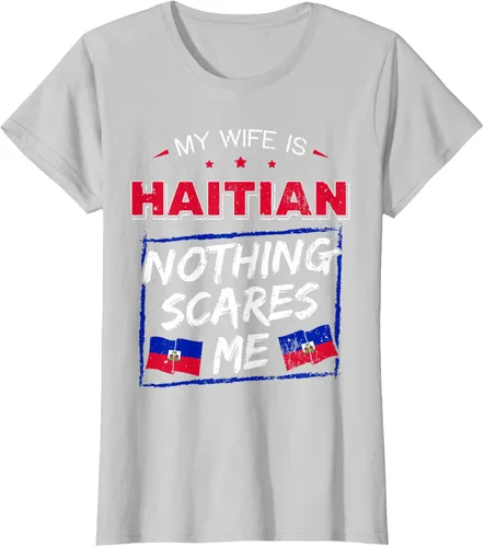 Miniatura 18 de My Wife Is Haitian Republic of Haiti Heritage Roots - Camiseta con bandera, Negro, S