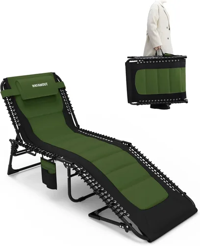 Sillón plegable para exteriores acolchado para adultos de 264 libras, tumbona de patio para exteriores, silla de playa reclinable ajustable de 5
