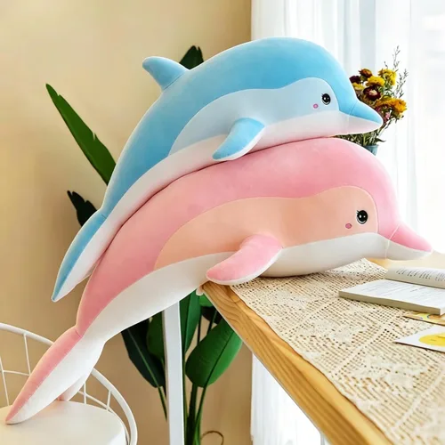 Miniatura 7 de RYOLOY Almohada de peluche de delfín, almohada gigante de peluche de 39.3 pulgadas, suave felpa del océano marino, regalos para todas las edades