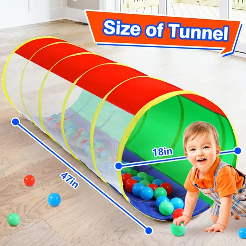 Miniatura 7 de Hoohtoot Los niños gatean a través del túnel de juego, túnel de juego desplegable para bebés para niños, tienda de campaña de juguete para niñas