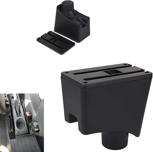 Miniatura 2 de YJYWZH Caja de apoyabrazos para Renault Sandero 2010-2015 consola central caja de almacenamiento con portavasos cenicero cuero negro apoyabrazos
