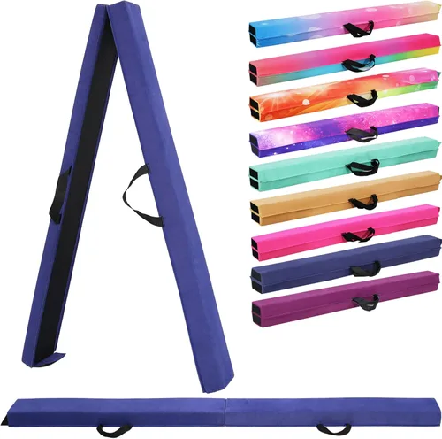 Viga de equilibrio plegable de 6 pies/9 pies para niños de 3 a 15 años - Viga de suelo de gimnasia plegable, antideslizante, bolsa de transporte,