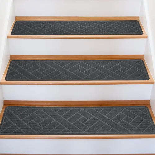 Miniatura 8 de Alfombras para peldaños de madera - Cinta antideslizante para alfombra de escaleras, pelar y pegar con cinta adhesiva doble, juego de 15 hojas