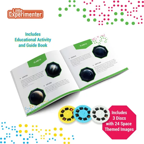 Miniatura 3 de Little Experimenter Telescopio Proyector para Niños, Telescopios para Niños y 24 Imágenes del Espacio, Libro Educativo Incluido, Juguetes
