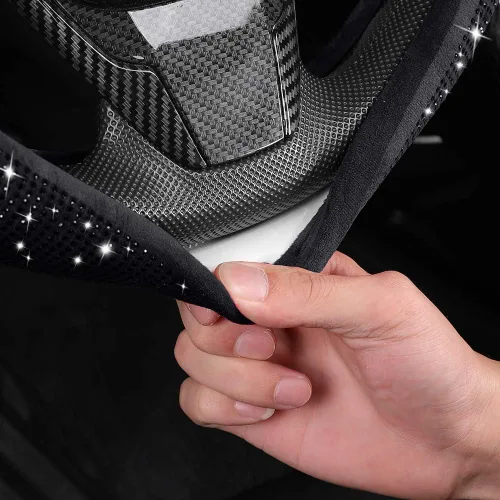 Miniatura 5 de Funda para volante brillosa con diamantes y pelaje