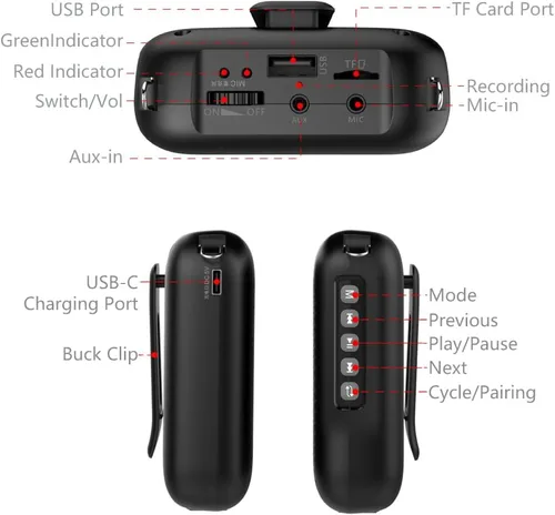 Miniatura 8 de Norwii Micrófono inalámbrico con amplificador de voz, 4000 mAh, portátil, recargable, Bluetooth, mini altavoz personal con 2 micrófonos de diadema