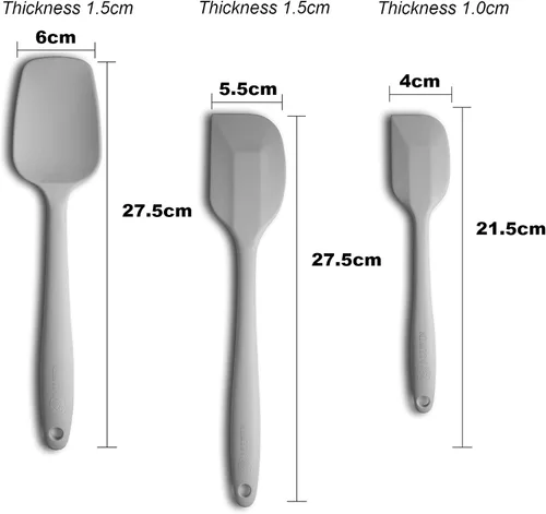 Miniatura 2 de Juego de espátulas de silicona de 3 piezas, mango ergonómico, espátulas de alta resistencia al calor, espátulas de goma antiadherentes con núcleo