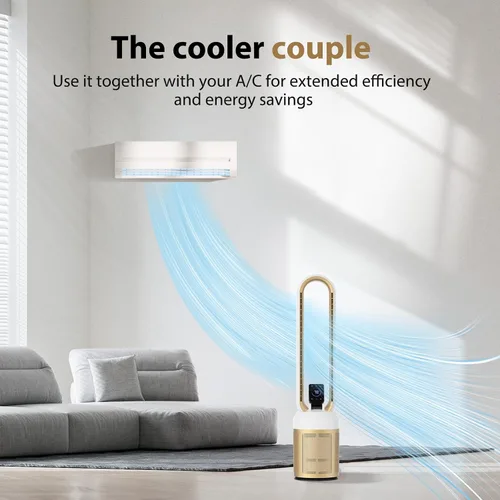 Miniatura 9 de Ventilador sin aspas de 38 pulgadas para dormitorio, ventilador de torre silencioso con control remoto y pantalla táctil LED grande, 24 velocidades