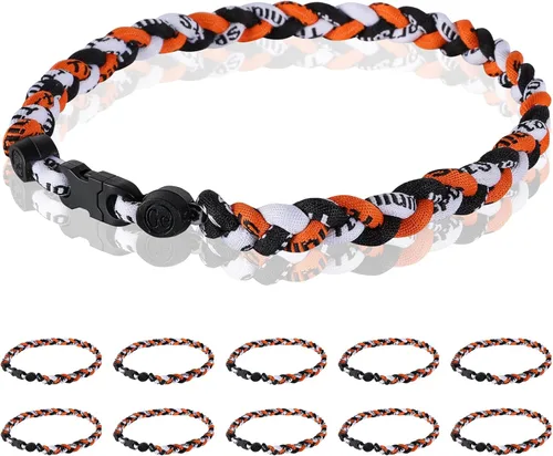Miniatura 22 de Paquete de 12 Collares de Béisbol de 18 Pulgadas, Regalo de Equipo para Fanáticos de Béisbol, Diseño de Cuerda Tornado de Titanio Triple Trenzado