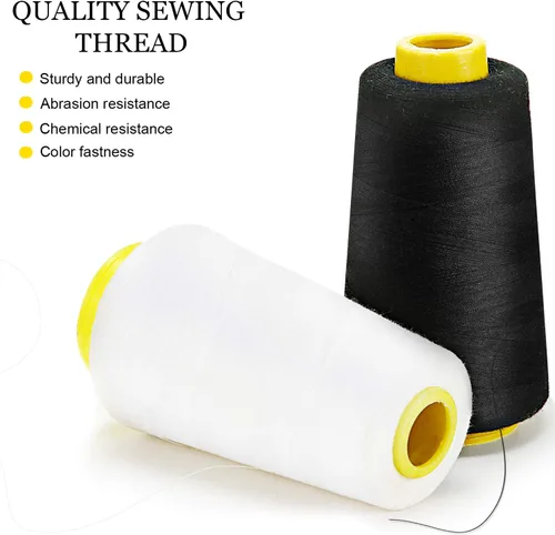 Miniatura 3 de BBTO 6 rollos de 3000 yardas cada bobina de cono de hilo de servidor para máquina de coser, hilo de poliéster para acolchado overlock