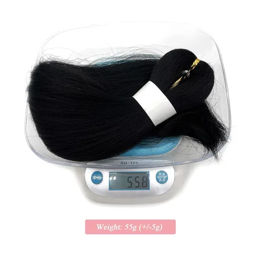 Miniatura 6 de Pelo trenzado corto 1B negro preestirado Extensiones de pelo trenzado para niños para trenzas de caja sin nudos, pelo trenzado preestirado de 16