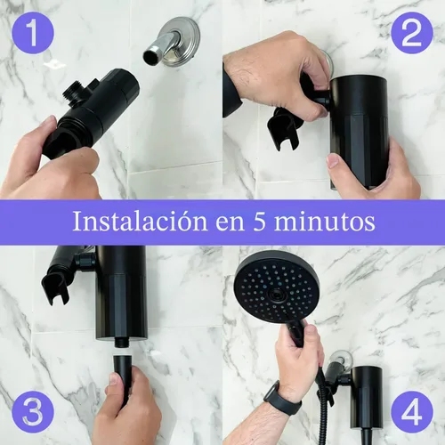Miniatura 8 de Sproos - Cabezal de ducha de mano, sistema de filtración de alto rendimiento para cabello y piel más saludables, manguera extra larga de 70 Moonlight