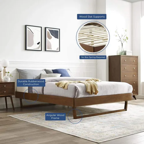 Miniatura 8 de Modway MOD-6212-WAL Billie - Marco de cama con plataforma de madera, tamaño individual, nogal Nuez