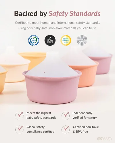 Miniatura 7 de Moyuum Vaporizador de silicona para microondas, fabricado en Corea, cuenco para preparar alimentos para bebés con tapa, olla de vapor para huevos