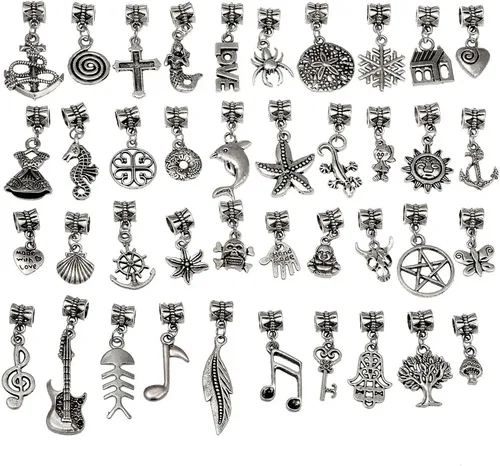 Miniatura 9 de RUBYCA Conectores tibetanos de color plateado con colgante para pulsera de abalorios