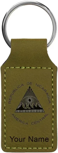 Miniatura 30 de LaserGram Llavero rectangular, bandera de Nicaragua, grabado personalizado incluido, Bambú