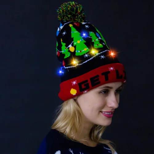 Miniatura 7 de JOYIN Gorro de punto con luz de Navidad, suéter feo de Navidad, gorro LED con 6 modos intermitentes, divertido gorro para mujeres y hombres