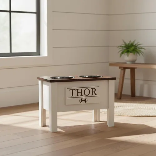 Miniatura 20 de GrooveThis Woodshop Soporte Personalizado de Cuenco Elevado para Perros de Tamaño Grande, Mediano, Pequeño y Extra Pequeño - Cuencos de Acero Negro