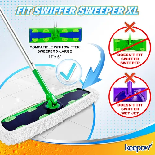 Miniatura 2 de KEEPOW Recambios húmedos reutilizables XL compatibles con Swiffer Sweeper XL, paños de barrido secos XL, paños de trapeador húmedos, almohadillas