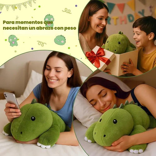 Miniatura 5 de SQEQE - Peluche con peso de dinosaurio, peluche afelpado para aliviar el estrés, suave juguete de almohada de T-Rex para niños y adultos, regalos