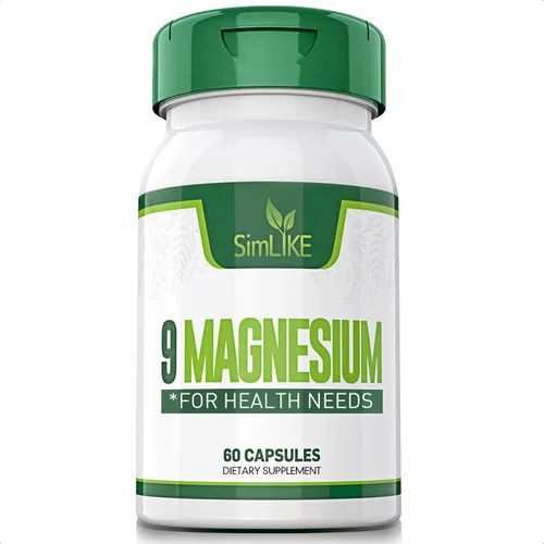 Suplemento de magnesio con 9 formas de magnesio glicinato de alta absorción, L-treonato, citrato, malato y más para el músculo, apoyo cerebral, sin