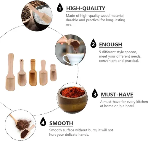 Miniatura 4 de DOITOOL Juego de 10 cucharas de sal pequeñas de madera, cuchara de sal de madera, mini cucharada de té y condimentos para hojas de té, condimentos