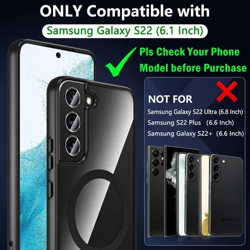 Miniatura 2 de Hensinple Funda Magnética para Samsung Galaxy S22, Funda para Teléfono Galaxy S22 [Compatible con MagSafe], Cubierta Magnética Transparente