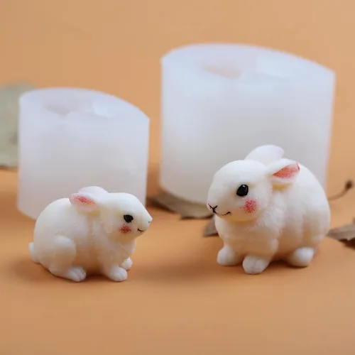 Miniatura 3 de Molde de conejo de silicona para velas y resina, decoración y fabricación de jabón DM-conejo-Peludo-L