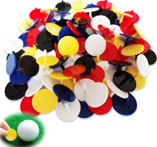 Miniatura 10 de Adhere Marcadores de pelota de golf, 50 unidades, 100 unidades, marcador de bola de posición de plástico, tamaño cuarto, 0.94 pulgadas, marcador