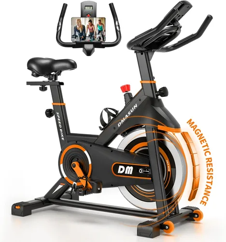 DMASUN Exercise Bike, Silent Magnetic Resistance Stationary Bike for Home with 330 LBS Capacity, Pedals with Anti-loosening Nuts, Indoor Bike with