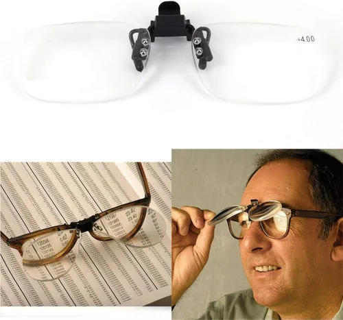 Miniatura 4 de Gafas de lectura con clip y lupa abatible, lupa, lentes para lectores unisex (2.0 x)