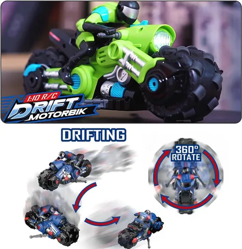 Miniatura 5 de Liberty Imports Vehículo de carreras de bicicleta de deriva con control remoto de motocicleta RC de 2.4Ghz - 1/10 R/C ciclón de alta velocidad