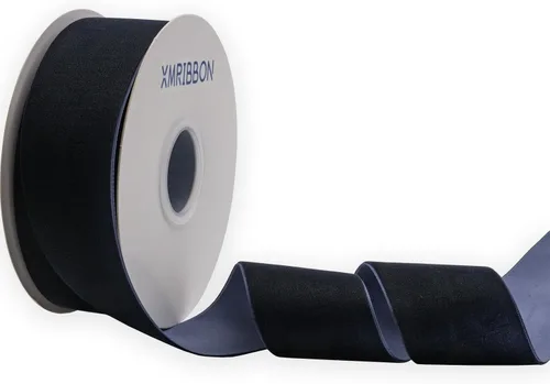 Miniatura 17 de Cinta de terciopelo azul polvoriento de una cara, carrete de 1 1/2 pulgadas por 10 yardas Azul empolvado