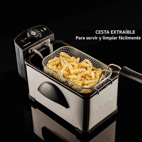 Miniatura 5 de Freidora eléctrica OVENTE de 2 litros de capacidad, 1500 vatios, tapa con ventana de visualización y filtro de olores, temperatura ajustable