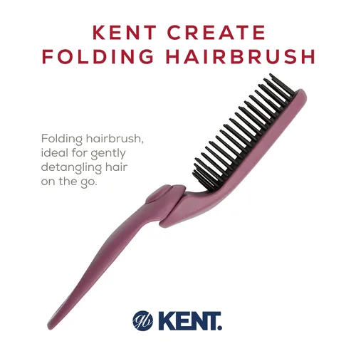 Miniatura 3 de Kent KCR10 Create - Cepillo de pelo plegable para peinar cabello corto, cepillo de viaje para hombres y mujeres, antiestático, estimulante del cuero