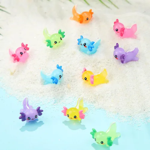 Miniatura 6 de Junkin 150 piezas de mini figuras de ajolote miniatura de resina, figuras de ajolote diminutas nuevas figuras de animales, adornos para jardín