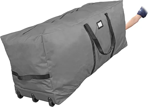 ProPik Bolsa de almacenamiento para árbol rodante de Navidad, se adapta a árboles navideños desmontados de hasta 9 pies de alto, 28 x 16 x 60 Gris